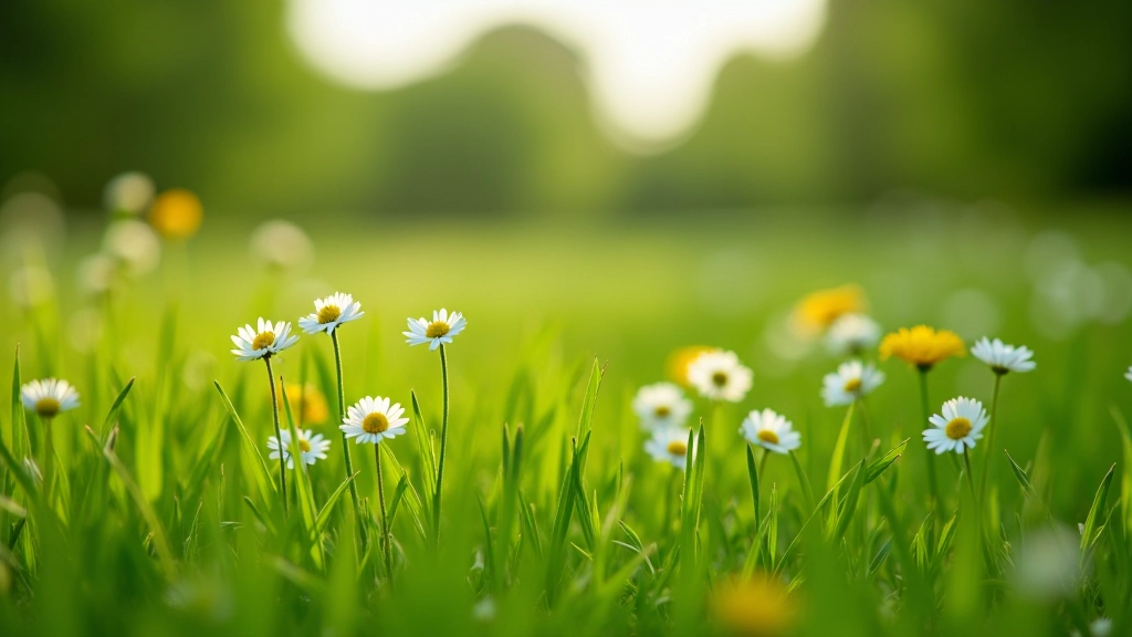 Spring wildflowers blooming in green meadow along the Kings River